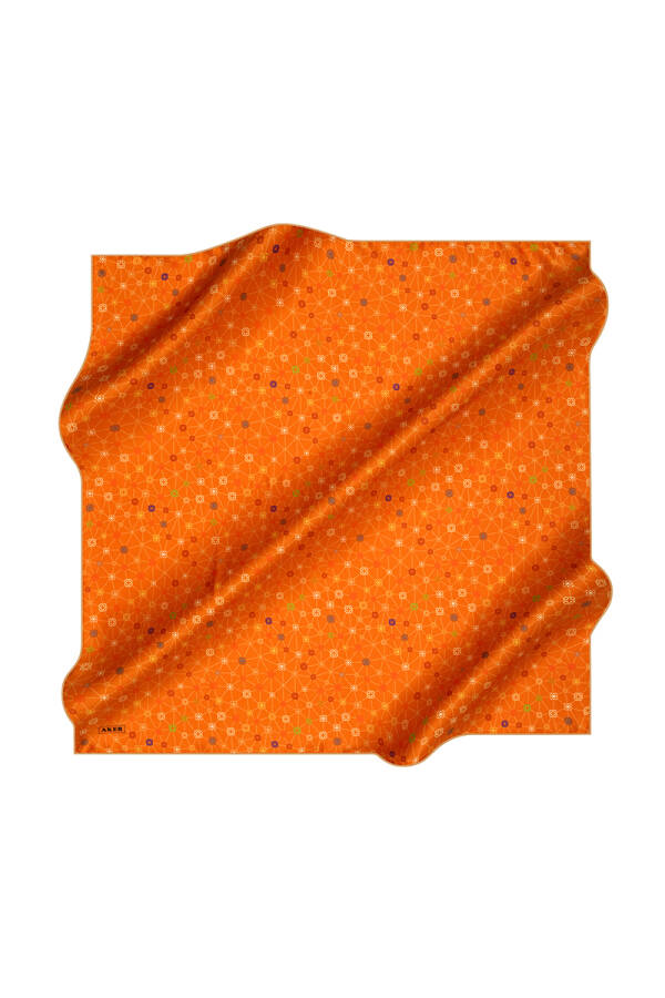 Geometrik Desenli 90X90 İpek Krep Saten - 1