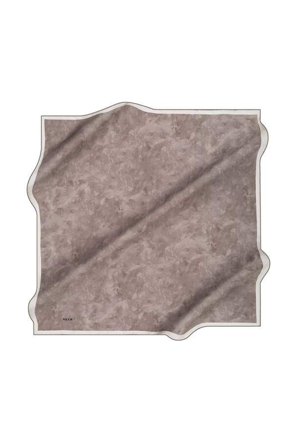 Fırça Desenli 90X90 Aker İpek Krep Saten Eşarp - 1