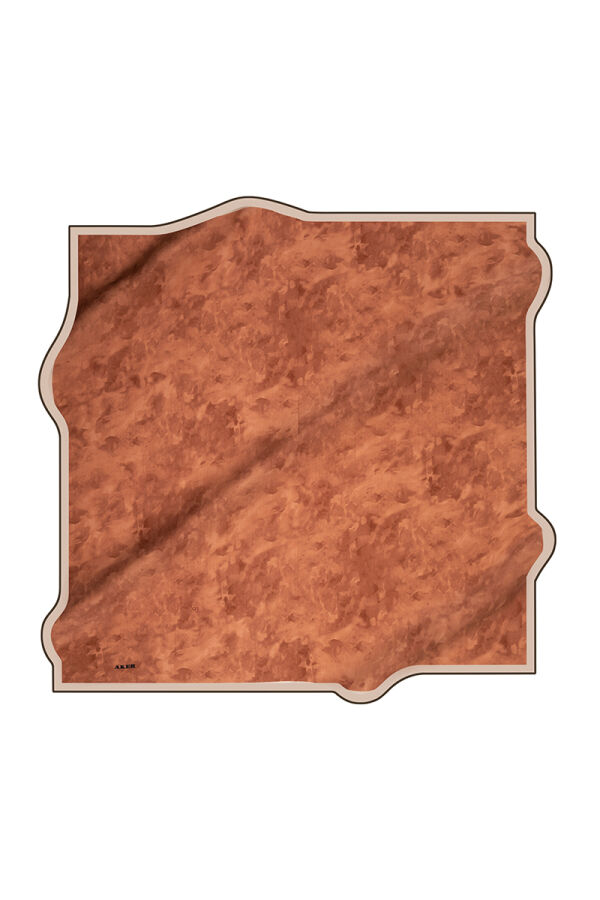 Kiremit 90X90 İpek Krep Saten Eşarp - 1