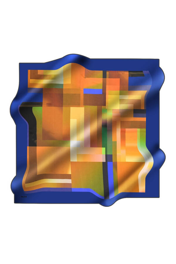Geometrik Desenli 90X90 İpek Krep Saten - 1
