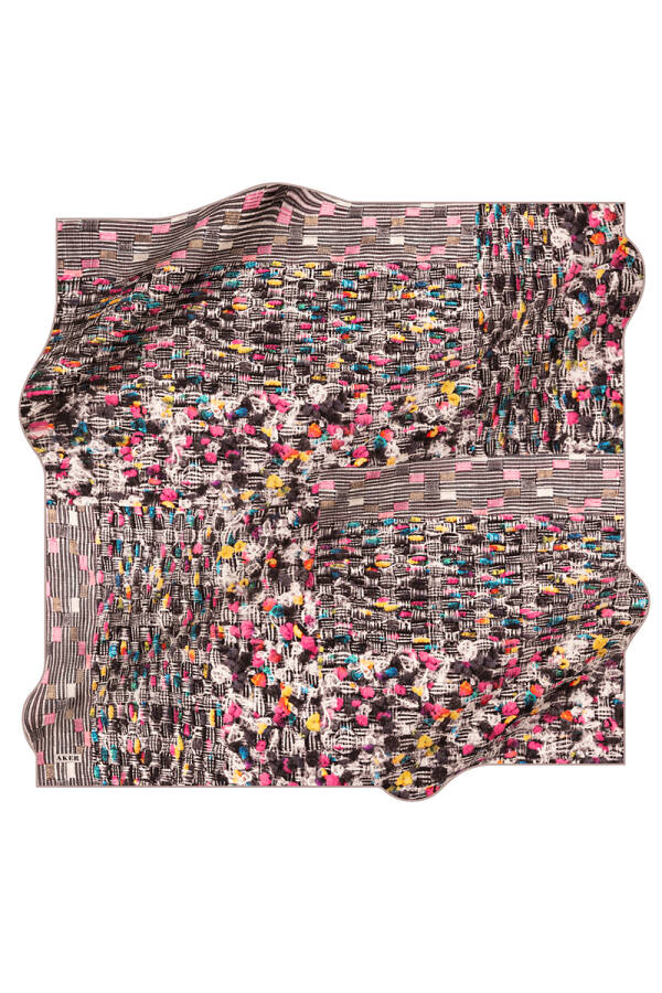 Pembe 90X90 İpek Krep Saten Eşarp - 1