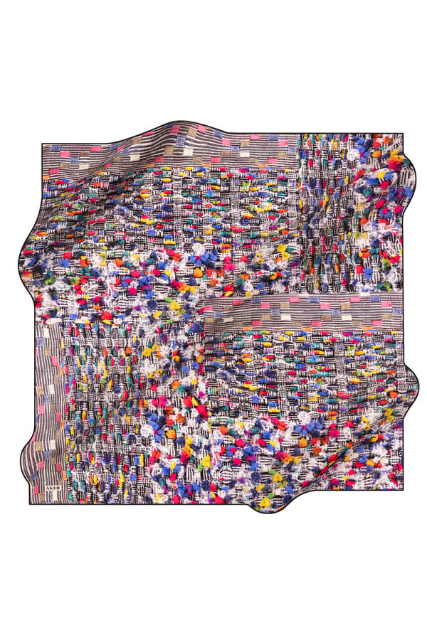 Renkli 90X90 İpek Krep Saten Eşarp - 1