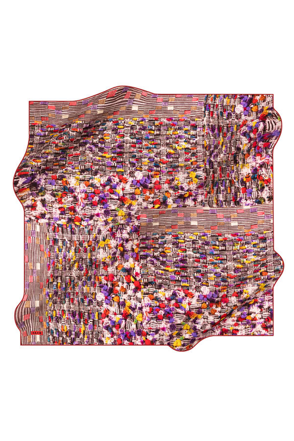 Geometrik Desenli 90X90 Aker İpek Krep Saten Eşarp - 1