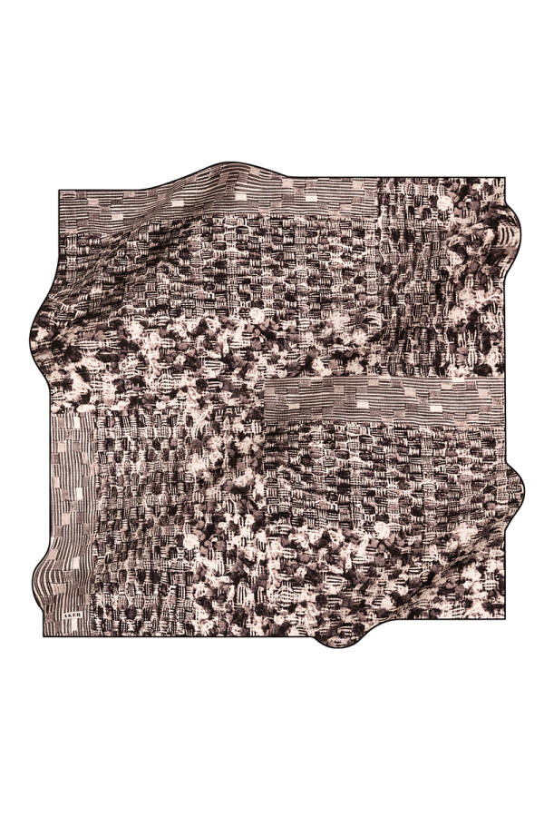 Renkli 90X90 Aker İpek Krep Saten Eşarp - 1