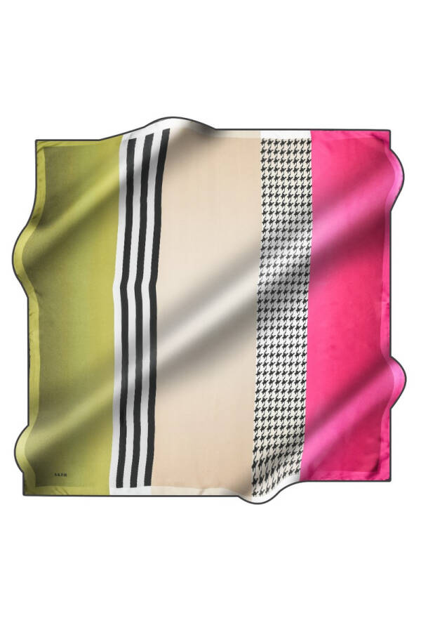 Geometrik Desenli 90X90 İpek Krep Saten - 1