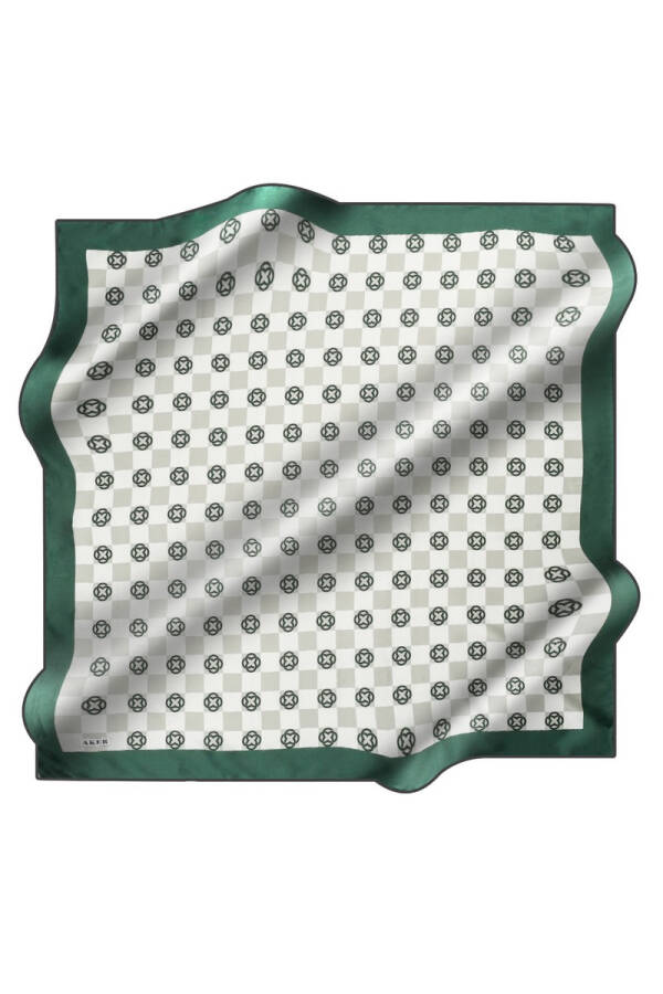 Logo Desenli 90X90 İpek Krep Saten - 1