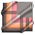 Pembe Siyah İpek Kare Geometrik Desenli Eşarp - 1