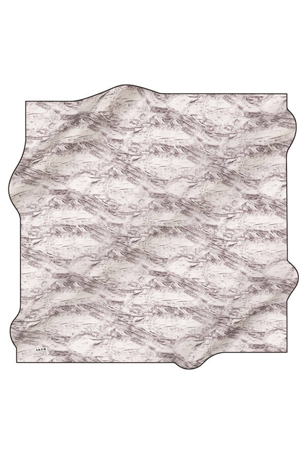 Fırça Desenli 90X90 Aker İpek Krep Saten Eşarp - 1
