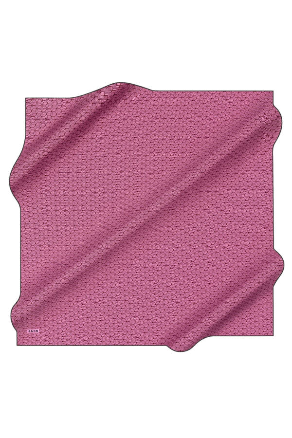 Geometrik Desenli 90X90 İpek Krep Saten Eşarp - Aker