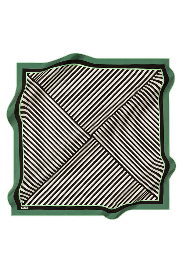 Geometrik Desenli 90X90 Aker İpek Krep Saten Eşarp - 1