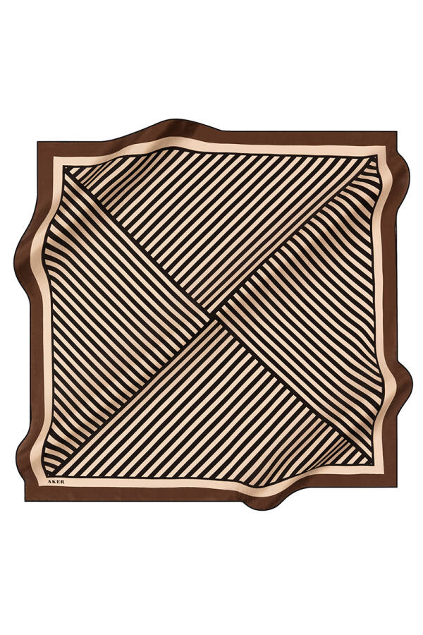 Geometrik Desenli 90X90 İpek Krep Saten Eşarp - 1