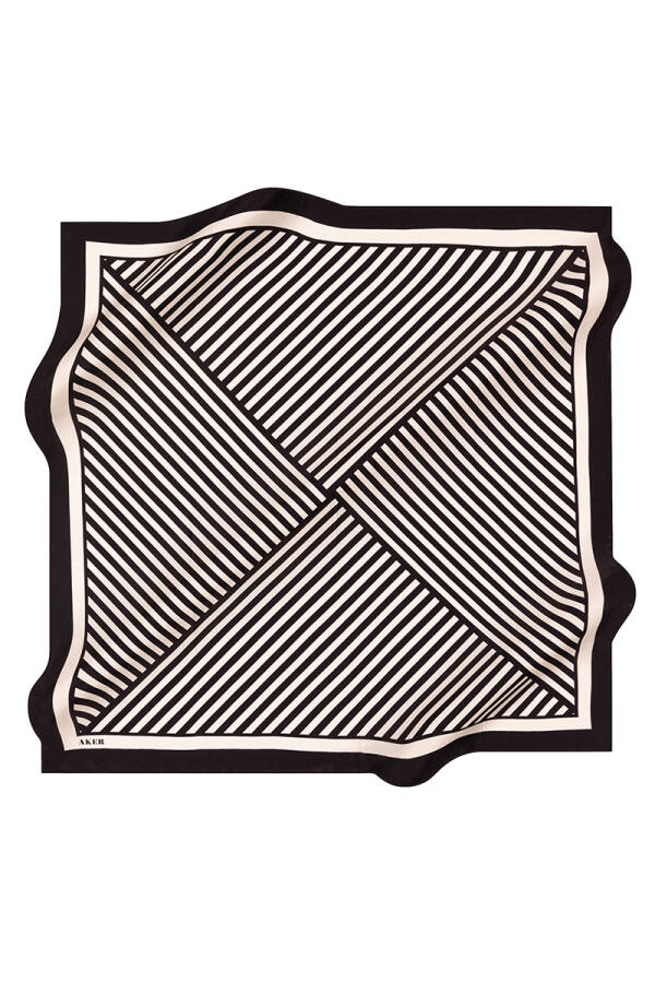 Geometrik Desenli 90X90 Aker İpek Krep Saten Eşarp - Aker