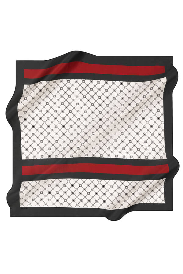 Logo Desenli 90X90 Aker İpek Krep Saten Eşarp - 1