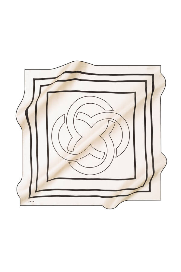 Logo Desenli 90X90 İpek Krep Saten - 1