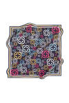 Logo Desenli 90X90 İpek Krep Saten Eşarp 