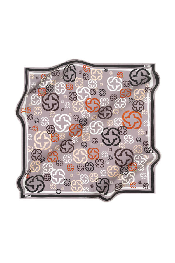 Logo Desenli 90X90 İpek Krep Saten - 1