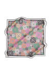Logo Desenli 90X90 İpek Krep Saten Eşarp 