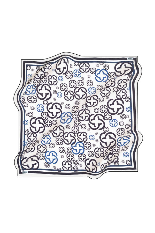 Logo Desenli 90X90 İpek Krep Saten - 1