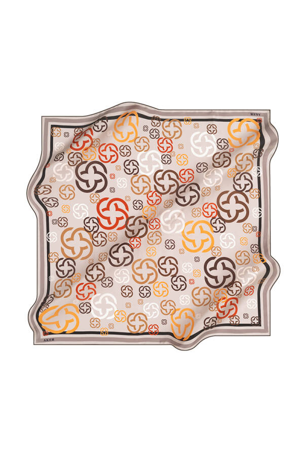 Logo Desenli 90X90 İpek Krep Saten - 1