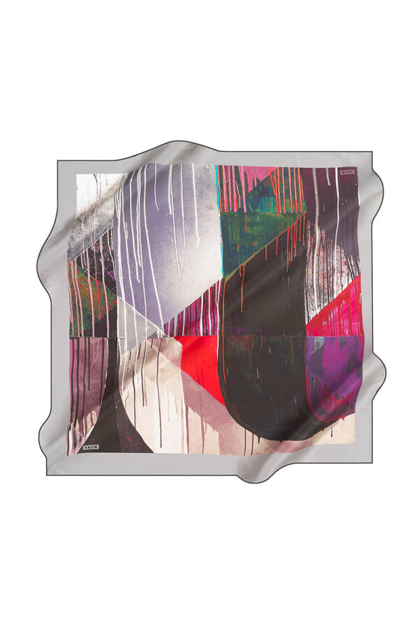 Fırça Desenli 90X90 İpeK Krep Saten Eşarp - 1