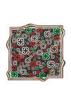 Logo Desenli 90X90 İpek Krep Saten Eşarp - 1