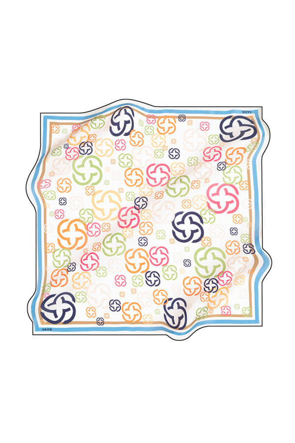 Logo Desenli 90X90 İpek Krep Saten - 1