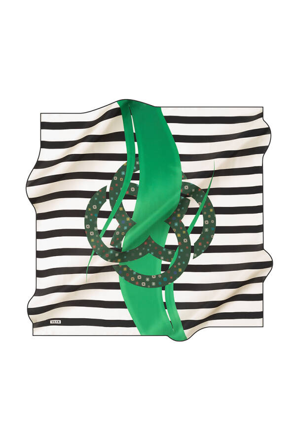 Logo Desenli 90X90 İpek Krep Saten - 1