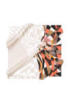 Geometrik Desenli 90X90 İpek Krep Saten Eşarp 
