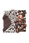 Geometrik Desenli 90X90 İpeK Krep Saten Eşarp 