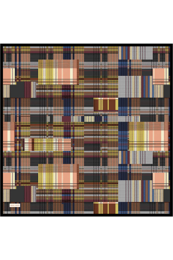 Renkli 90X90 İpek Krep Saten Eşarp - Pierre Cardin