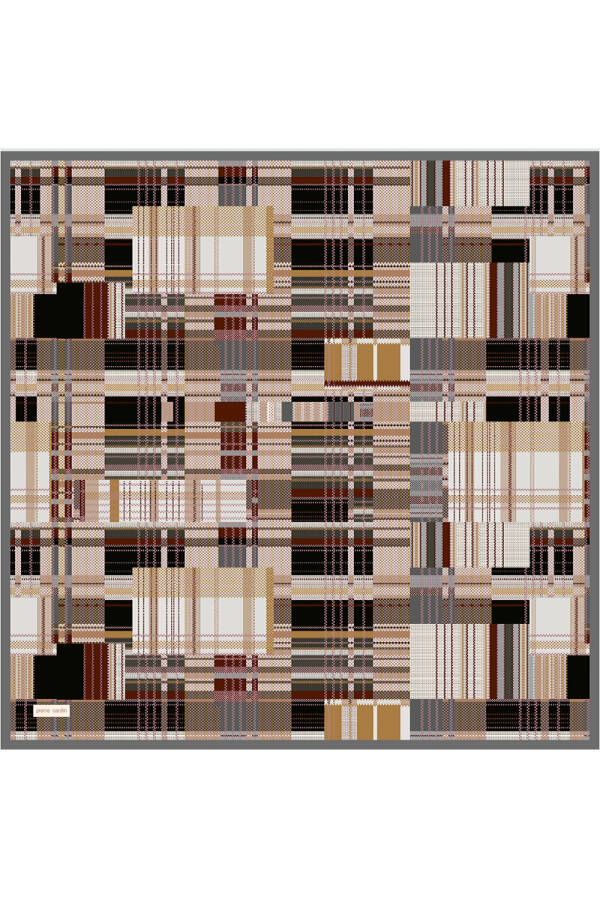 Renkli 90X90 İpek Krep Saten Eşarp - Pierre Cardin