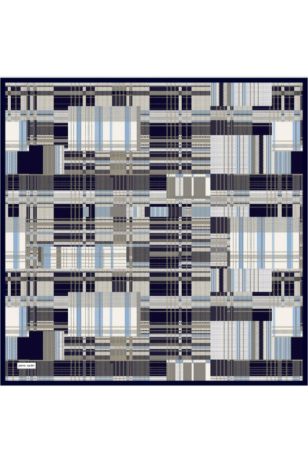 Lacivert 90X90 İpek Krep Saten Eşarp - 1