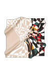 Geometrik Desenli 90X90 İpeK Krep Saten Eşarp 