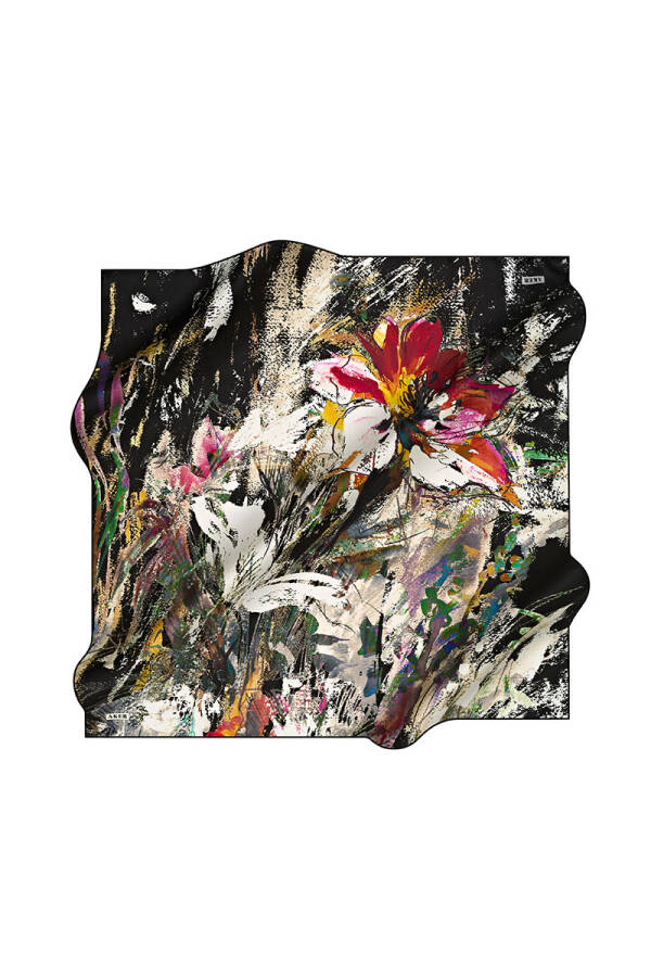 Çiçek Desenli 90X90 İpek Tivil - 1