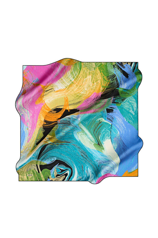 Renkli 90X90 İpek Tivil - Aker