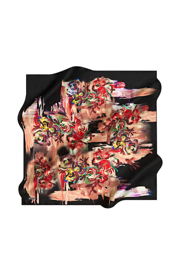 Çiçek Desenli 90X90 İpek Tivil - 1