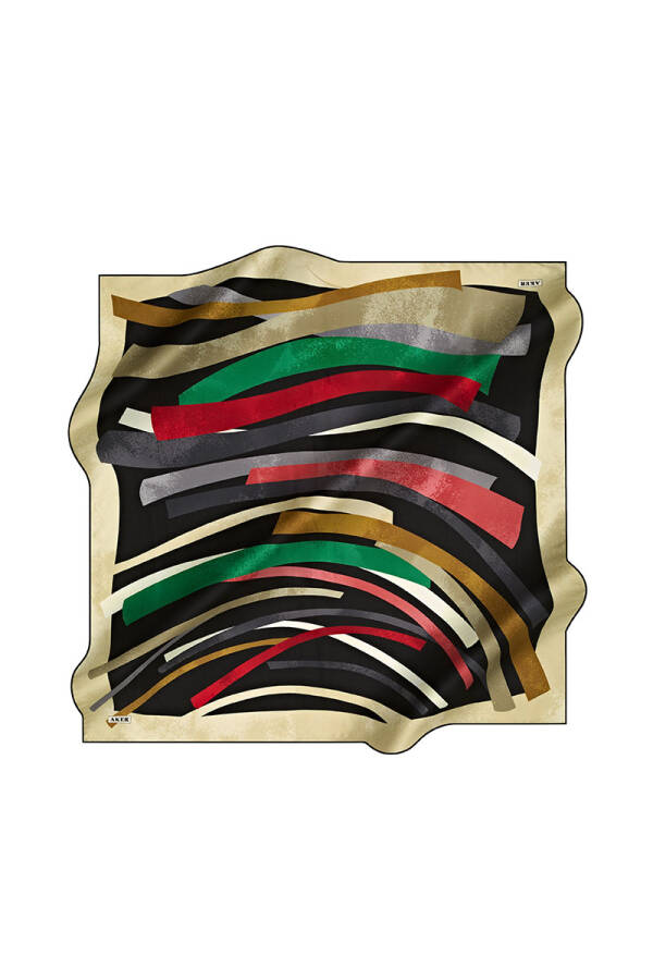 Geometrik Desenli 90X90 İpek Tivil - Aker