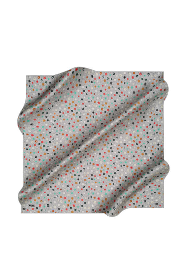 Geometrik Desenli 90X90 İpek Tivil - 1