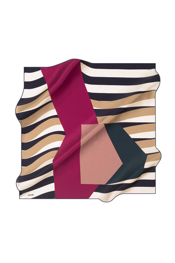 Renkli 90X90 Aker İpek Tivil Eşarp - 1