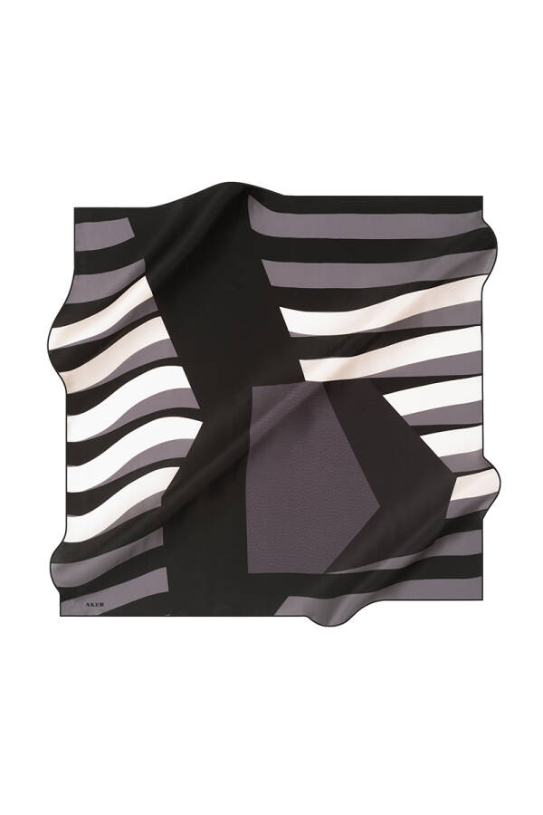 Geometrik Desenli 90X90 Aker İpek Tivil Eşarp - 1