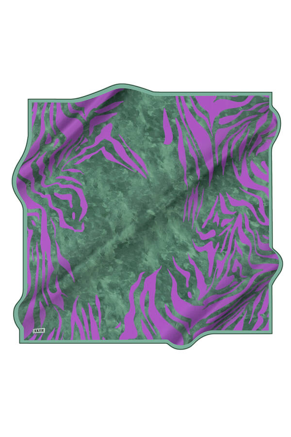 Zebra Desenli 90X90 Aker İpek Tivil Eşarp - 1