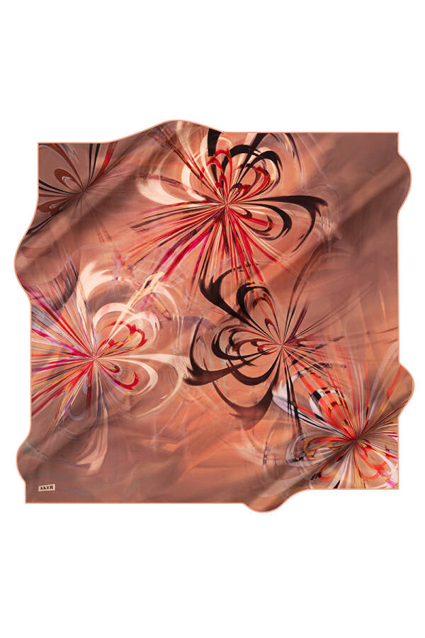 Çiçek Desenli 90X90 İpek Twill Eşarp - 1