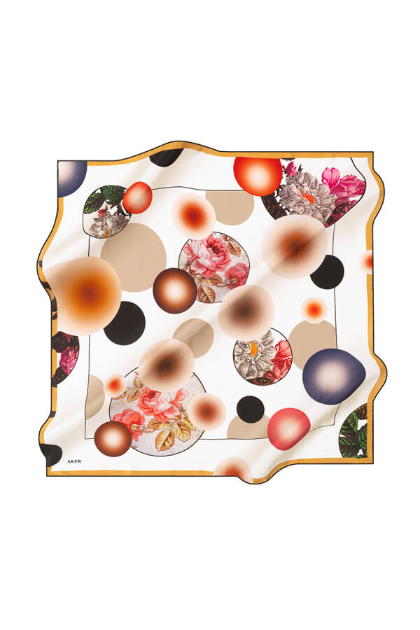 Geometrik Desenli 90X90 İpek Tivil Eşarp - 1