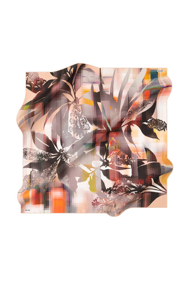 Renkli 90X90 İpek Tivil Eşarp - 1