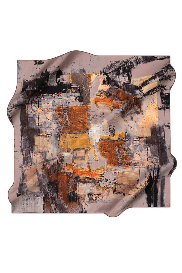 Fırça Desenli 90X90 İpek Tivil Eşarp - 1