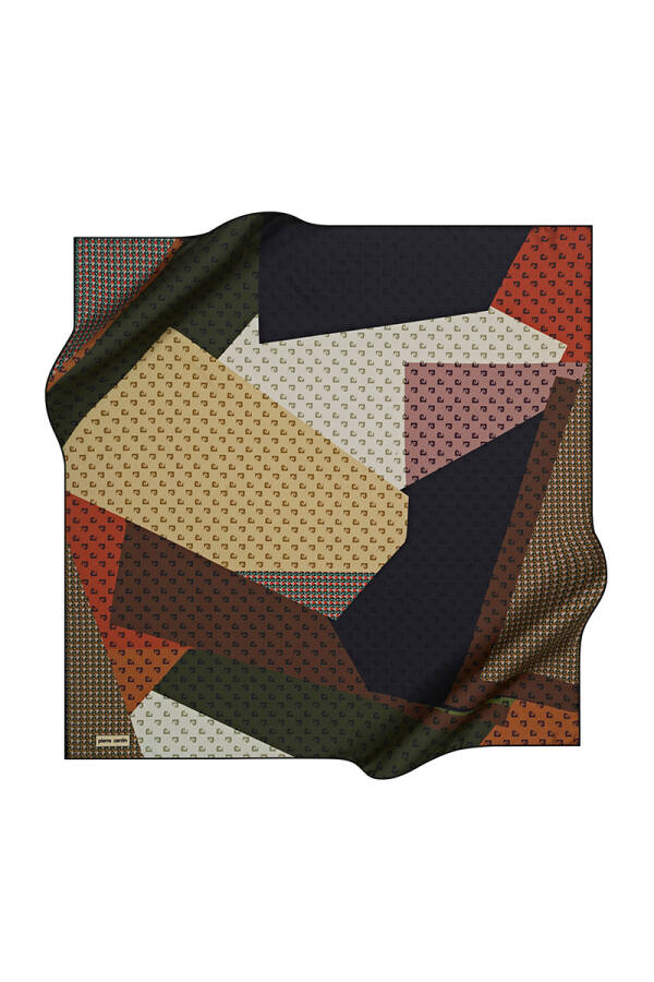 Geometrik Desenli 90X90 Pierre Cardin Polyester Tivil Eşarp - 1