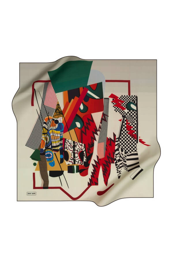Geometrik Desenli 90X90 Pierre Cardin Polyester Tivil Eşarp - 1