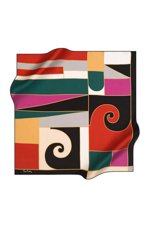 Geometrik Desenli 90X90 Polyester Twill Eşarp - 1