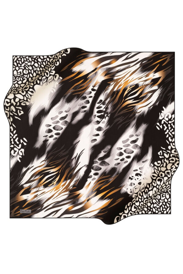 Geometrik Desenli 90X90 Polyester Twill Eşarp - 1