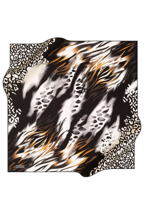 Geometrik Desenli 90X90 Polyester Twill Eşarp - 1